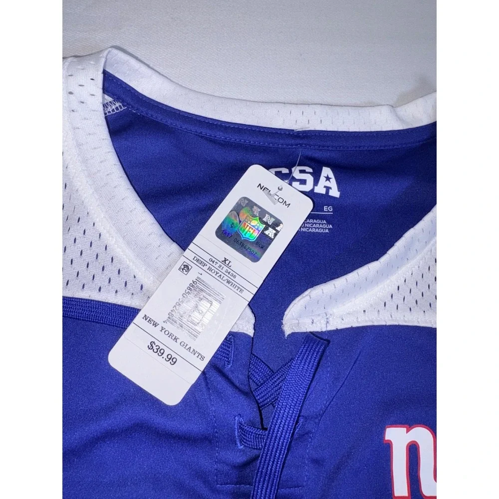 NFL Team Apparel NY Giants Jersey XL Royal Blue New Lace Up Mesh Shirt